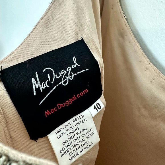 MAC DUGGAL Lattice Bead Sheath Gown in Nude Size US 10 - Picture 10 of 16